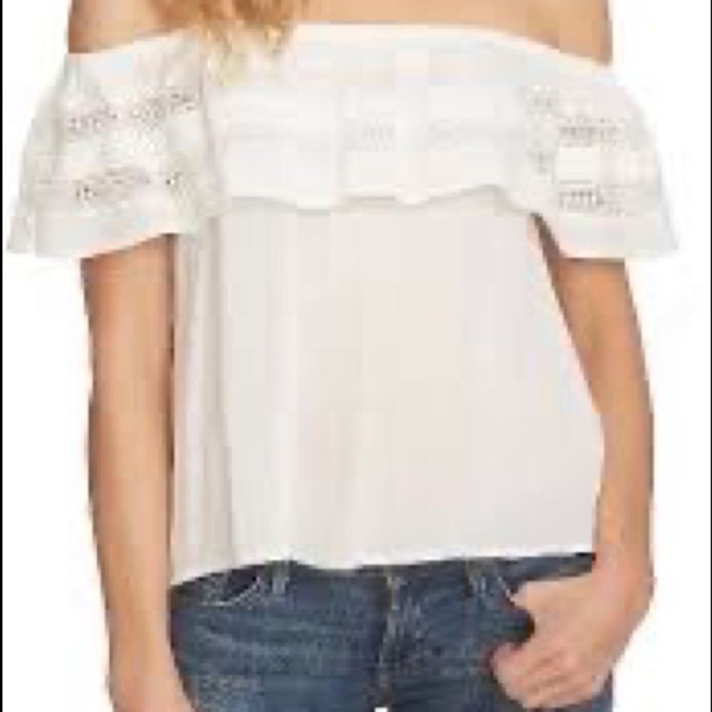 1 State Off Shoulder Ruffle White Summer Top